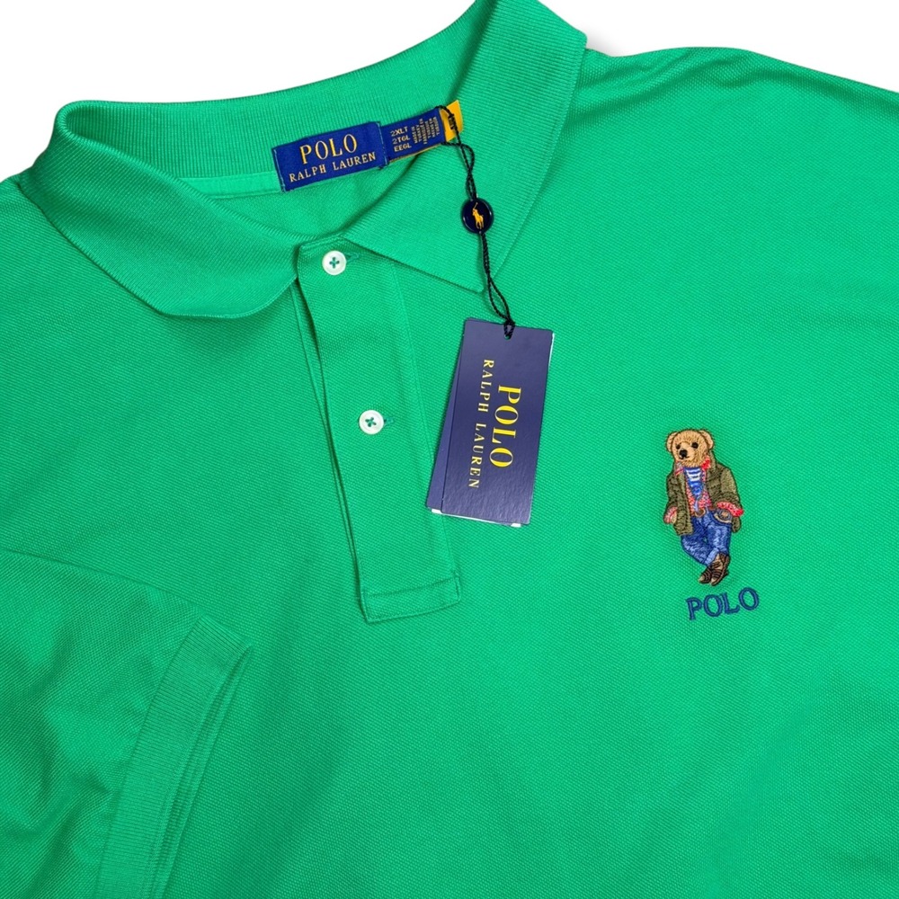 Polo Ralph Lauren Polo Shirt Mens 2XLT Green Classy Polo Bear Cotton Classic Fit